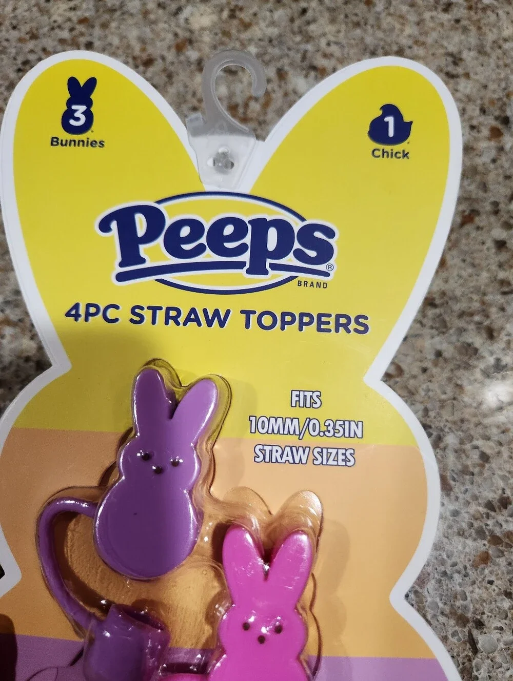 Peeps Straw Toppers Set Of 4 Bunnies Chick NWT